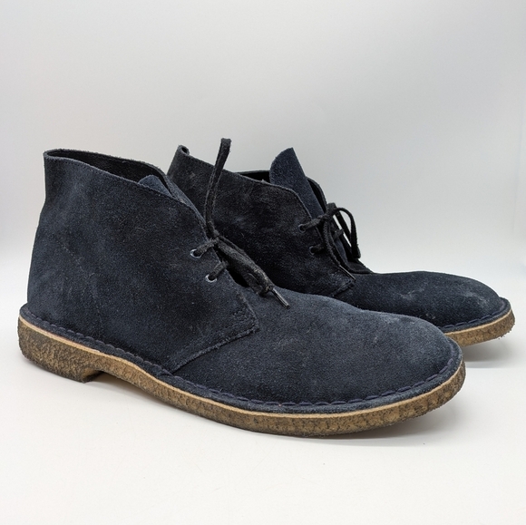 Clarks Desert Boot blue suede lace up crepe sole boot 12 - Picture 1 of 12